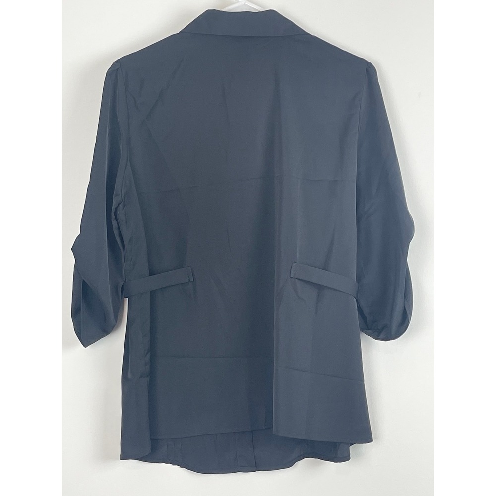 00751 Blooming Jelly Black Button Up Pleated Puff Sleeve Top Shirt Womens Size M - Picture 8 of 8